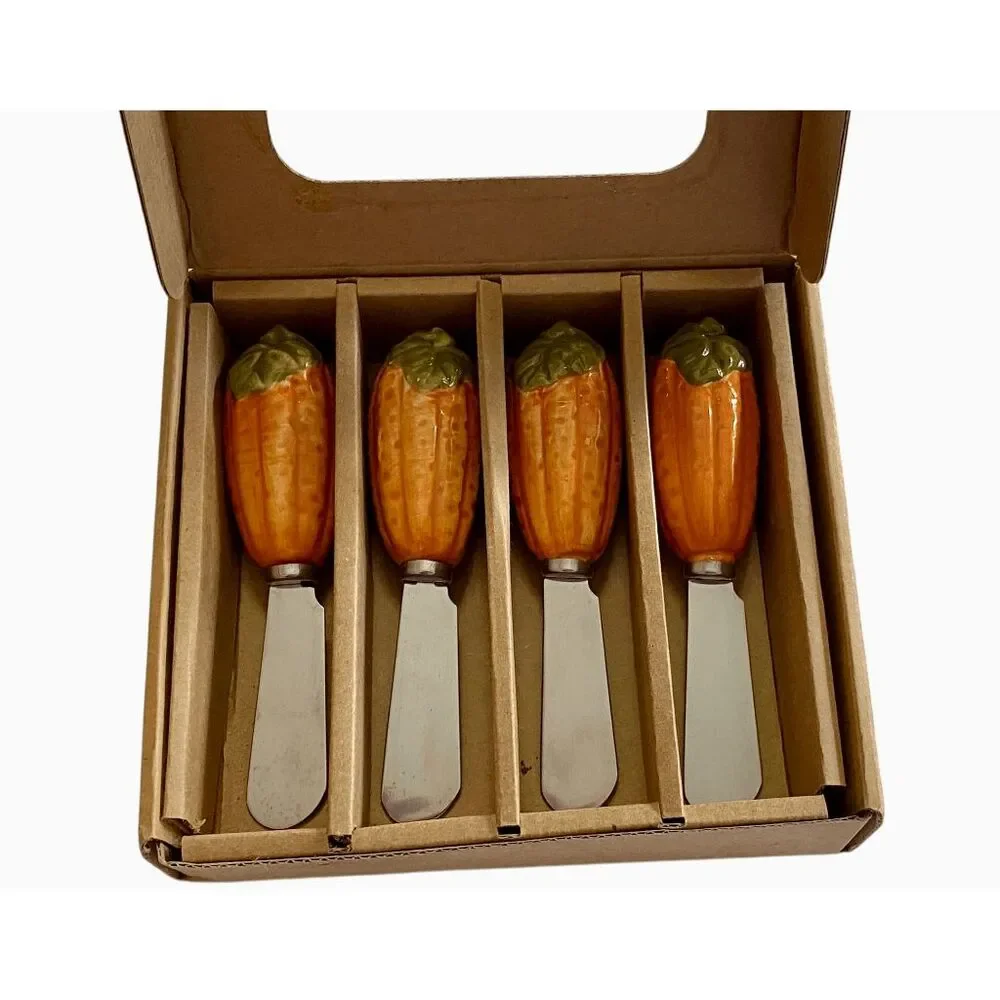 Pumpkin Harry‎ and David Porcelain Jam Cheese Butter Spreaders Set of 4 NIB